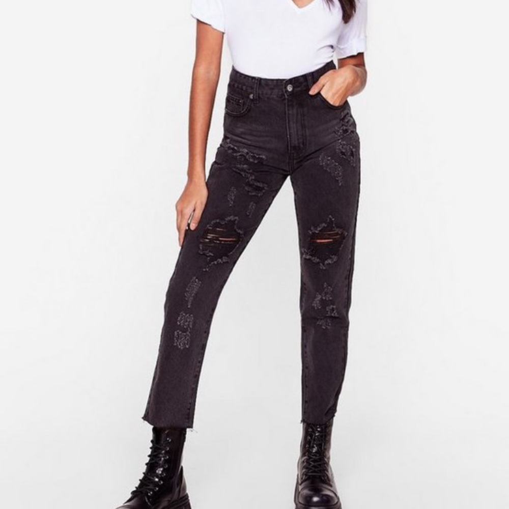 Nasty Gal Black Distresses Jeans